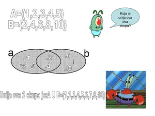 Koja je
unija ova
dva
skupa?
 
