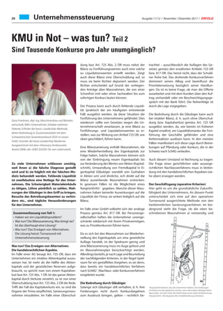 Ausgabe 11/12 / November / Dezember 2017 / ERFOLG20
KMU in Not – was tun? Teil 2
Sind Tausende Konkurse pro Jahr unumgänglich?
Unternehmenssteuerung
Gary Friedman, dipl. Ing. Maschinenbau und Betriebs-
wirtschaft, KMU-Unternehmer, Inhaber mehrerer
Patente, Erfinder der basic» Leadership-Methode,
deren Verbreitung in Zusammenarbeit mit dem
Schweizerischen Gewerbeverband (SGV) er voran-
treibt. Gründer der basic»Leadership Akademie.
Ausgezeichnet mit dem «Honorary Ambassador
Award 2006» der «IDEE SUISSE» für sein Lebenswerk.
Zu viele Unternehmen schliessen unnötig,
weil ihnen a) die falsche Diagnose gestellt
wird und b) sie folglich mit der falschen Me-
dizin behandelt werden. Fehlende Liquidität
ist zweifelsohne eine Notlage für das Unter-
nehmen. Die Schwierigkeit Materialeinkäufe
zu tätigen, Löhne pünktlich zu zahlen, Mah-
nungen der Gläubiger in den Griff zu kriegen,
Besuche des Betreibungsbeamten zu verhin-
dern etc., sind tägliche Herausforderungen
für den Unternehmer.
Zusammenfassung von Teil 1:
• Haben wir ein Liquiditätsproblem?
• Was tun? Die Bilanzsanierung.Was bringt sie?
Ist das überhaupt eine Lösung?
• Was tun? Das Erwägen von Alternativen.
Die Lösung heisst: Turnaround mit
Unternehmenssteuerung
Was tun? Das Erwägen von Alternativen.
Die handelsrechtlichen Aspekte.
Im Falle einer AG besagt Art. 725 OR, dass ein
Unternehmen ein intaktes Aktienkapital auszu-
weisen hat. Ist mehr als die Hälfte des Aktien-
kapitals und der gesetzlichen Reserven aufge-
braucht, so spricht man von einem Kapitalver-
lust laut Art. 725 Abs. 1 OR. Ist das ganze Aktien-
kapital durch Verluste verzehrt, so ist von einer
Überschuldung laut Art. 725 Abs. 2 OR die Rede.
Trifft der Fall des Kapitalverlusts ein, so sind die
Organe der Firma verpflichtet, Sanierungsmass-
nahmen einzuleiten. Im Falle einer Überschul-
dung laut Art. 725 Abs. 2 OR muss nebst der
Bilanz zu Fortführungswerten auch eine solche
zu Liquidationswerten erstellt werden. Zeigt
auch diese Bilanz eine Überschuldung auf, so
muss sie beim Richter deponiert werden. Der
Richter entscheidet auf Grund der vorliegen-
den Anträge über Massnahmen, die von einer
Schonfrist (mit oder ohne Sachwalter) bis zum
sofortigen Konkurs lauten können.
Der Prozess kann auch durch fehlende Liquidi-
tät (praktisch der am häufigsten eintretende
Fall) ausgelöst werden, da diese Situation die
Fortführung des Unternehmens gefährdet. Dies
wiederum sollte von Gesetzes wegen die Un-
ternehmerschaft veranlassen, je eine Bilanz zu
Fortführungs- und Liquidationswerten zu er-
stellen, was zur Wirkung von Artikel 725 OR, wie
oben geschildert, führen kann.
Eine Bilanzsanierung enthält Massnahmen, die
eine Wiederherstellung des Eigenkapitals zur
Folge haben. Solche Massnahmen können sich
von der Einbringung neuen Eigenkapitals bis
zurVeränderung desWertes von Aktien (Kapital-
schnitt), Umwandlung von Fremdkapital in Ei-
genkapital (Gläubiger wandelt sein Guthaben
in Aktien um) und ähnliche, sich direkt auf die
Bilanz auswirkende Massnahmen erstrecken.
In gewissen Fällen ist die Möglichkeit eines
Rangrücktritts1
gegeben. Manche dieser Mass-
nahmen haben keinerlei Auswirkungen auf die
Liquidität der Firma; sie wirken lediglich auf die
Bilanz.
Im Falle einer GmbH vollzieht sich der analoge
Prozess gemäss Art. 817 OR. Bei Personenge-
sellschaften haften die Unternehmer uneinge-
schränkt solidarisch mit ihrem Privatvermögen,
was zu Privatkonkursen führen kann.
Da es sich bei den Massnahmen zur Wiederher-
stellung des Eigenkapitals um eine gesetzliche
Auflage handelt, ist der Spielraum gering und
eine Bilanzsanierung muss ins Auge gefasst und
im Massnahmenplan berücksichtigt werden.
Allerdingsbesteht,jenachLageundBeurteilung
der nachfolgenden Kriterien, in der Regel Spiel-
raum für ein gestaffeltes Vorgehen, es sei denn,
dass bereits ein handelsrechtliches Verfahren
nach SchKG2
(Nachlass- oder Konkursverfahren)
eingeleitet wurde.
Die Bedrohung durch Gläubiger
Solange sich Gläubiger still verhalten, d. h. ihre
Forderungen nicht durch Konkursbegehren
zum Ausdruck bringen, gelten – rechtlich be-
trachtet – ausschliesslich die Auflagen des Ge-
setzes gemäss den erwähnten Artikeln 725 OR
bzw. 817 OR. Das heisst nicht, dass der Schuld-
ner Ruhe hat. Das drohende Konkursverfahren
dominiert seinen Alltag und beeinflusst die
Prioritätensetzung bezüglich seiner Handlun-
gen. Da ist es keine Frage, ob man die Offerte
ausarbeitet und mit dem Kunden über den Auf-
trag verhandelt oder ein Beschwichtigungsge-
spräch mit der Bank führt. Die Reihenfolge ist
durch die Lage vorgegeben.
Die Bedrohung durch die Gläubiger kann auch
bei intakter Bilanz, d. h. auch ohne Überschul-
dung bzw. Kapitalverlust gemäss Art. 725 OR
ausgelöst werden, da, wie bereits im früheren
Kapitel erwähnt, ein Liquiditätsmanko die Fort-
führung der Geschäfte gefährden und eine
Kettenreaktion auslösen kann. In den meisten
Fällen manifestiert sich diese Lage durch Betrei-
bungen auf Pfändung oder Konkurs, die in der
Schweiz nach SchKG verlaufen.
Auch diesem Umstand ist Rechnung zu tragen.
Die Frage eines gerichtlichen oder ausserge-
richtlichen Nachlassverfahrens muss in Verbin-
dung mit den handelsrechtlichen Aspekten (sie-
he oben) erwogen werden.
Der Geschäftsgang (operative Kriterien)
Hier geht es um die grundsätzliche Zukunfts-
fähigkeit des Unternehmens. An diesem Punkt
unterscheidet sich eine auf den operativen
Turnaround ausgerichtete Methode von den
herkömmlichen Sanierungsverfahren. Im Vor-
dergrund steht die Frage, ob die oben be-
schriebenen Massnahmen a) notwendig und
1
Rangrücktritt bedeutet, dass die Unternehmer erklären, ihre Forderungen
im Konkurs erst danngeltend zu machen, wenn alle anderen Gläubiger befrie-
digt wurden. Sie treten hinter den dritten Rang zurück, daher die Bezeichnung
«Rangrücktritt». 2
Bundesgesetz über Schuldbetreibung und Konkurs
 