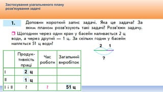Видавництво «Ранок»
Застосування узагальненого плану
розв'язування задачі
2 ц
1 ц
51 ц
2 1
?
 