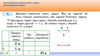 Видавництво «Ранок»
Застосування узагальненого плану
розв'язування задачі
2 ц
1 ц
51 ц
2 1
?
 