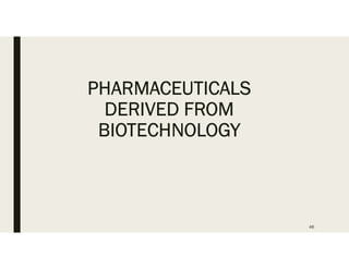 PHARMACEUTICALS
DERIVED FROM
BIOTECHNOLOGY
46
 