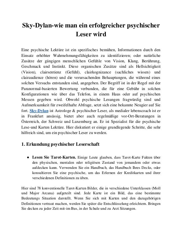 Sky Dylan Schritte Um Ein Psychischer Leser Zu Werden