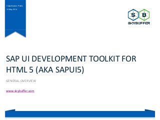 Classification: Public
12 May 2014
SAP UI DEVELOPMENT TOOLKIT FOR
HTML 5 (AKA SAPUI5)
GENERAL OVERVIEW
www.skybuffer.com
 