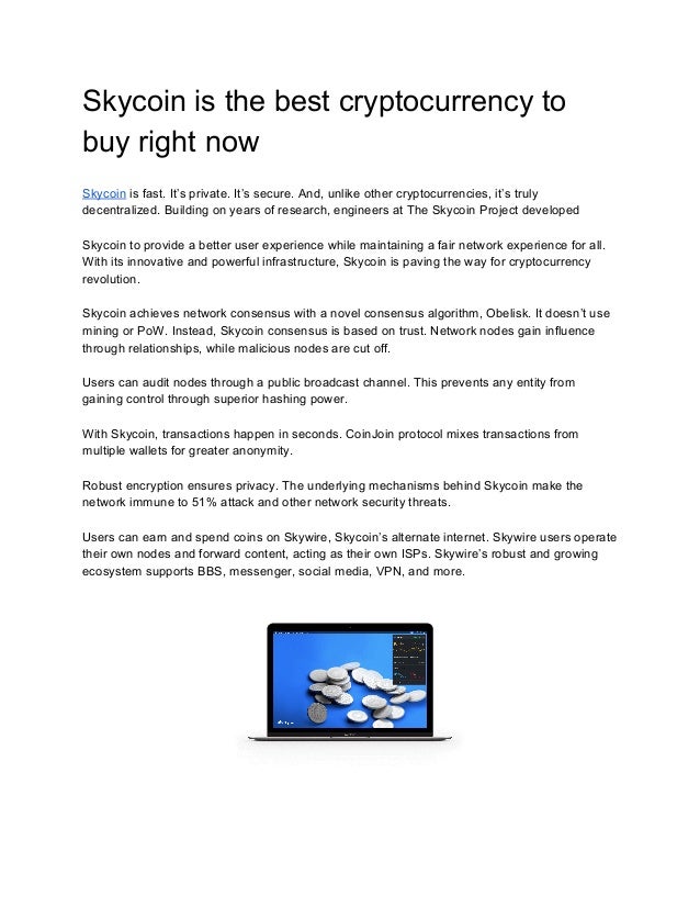 Skycoin Is The Best Cryptocurrency To Buy Right Now