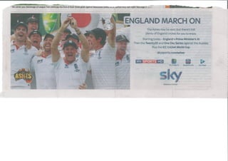 Sky cricket after ashes win