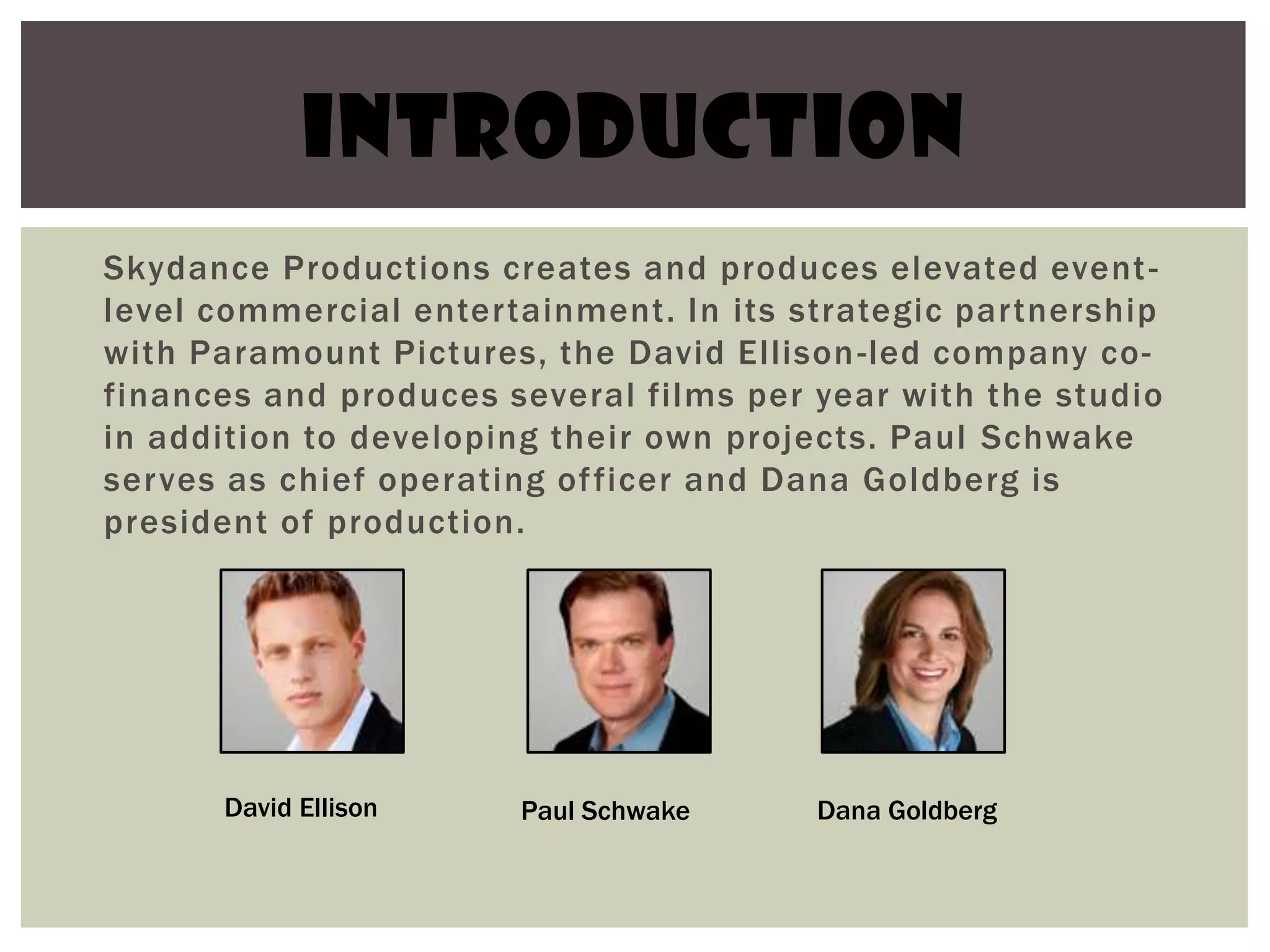 Skydance productions PPT