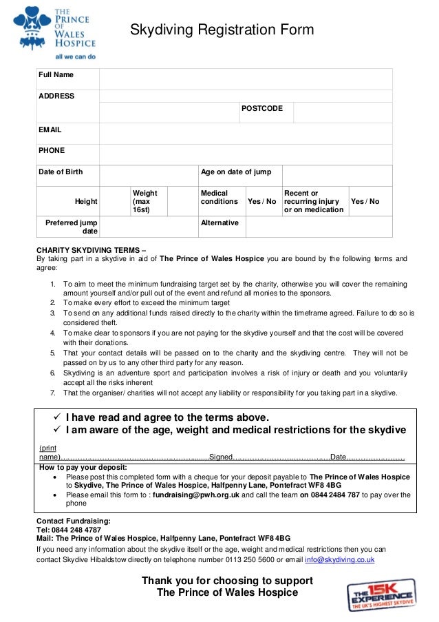 charity skydive form 4787