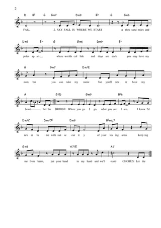2
D

&b ˙

Bb

G

Ó

G m7

Ó

‰

FALL
Bb

G

&b œ œ œ ˙

‰

poles ap art

œ

G m6

Œ ‰ jœ
œ
œ œ œ

˙.

b œj œ
&

‰

G m7

...