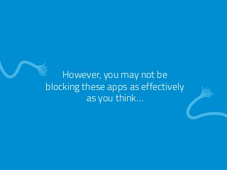 However, you may not be 
blocking these apps as effectively 
as you think… 
 