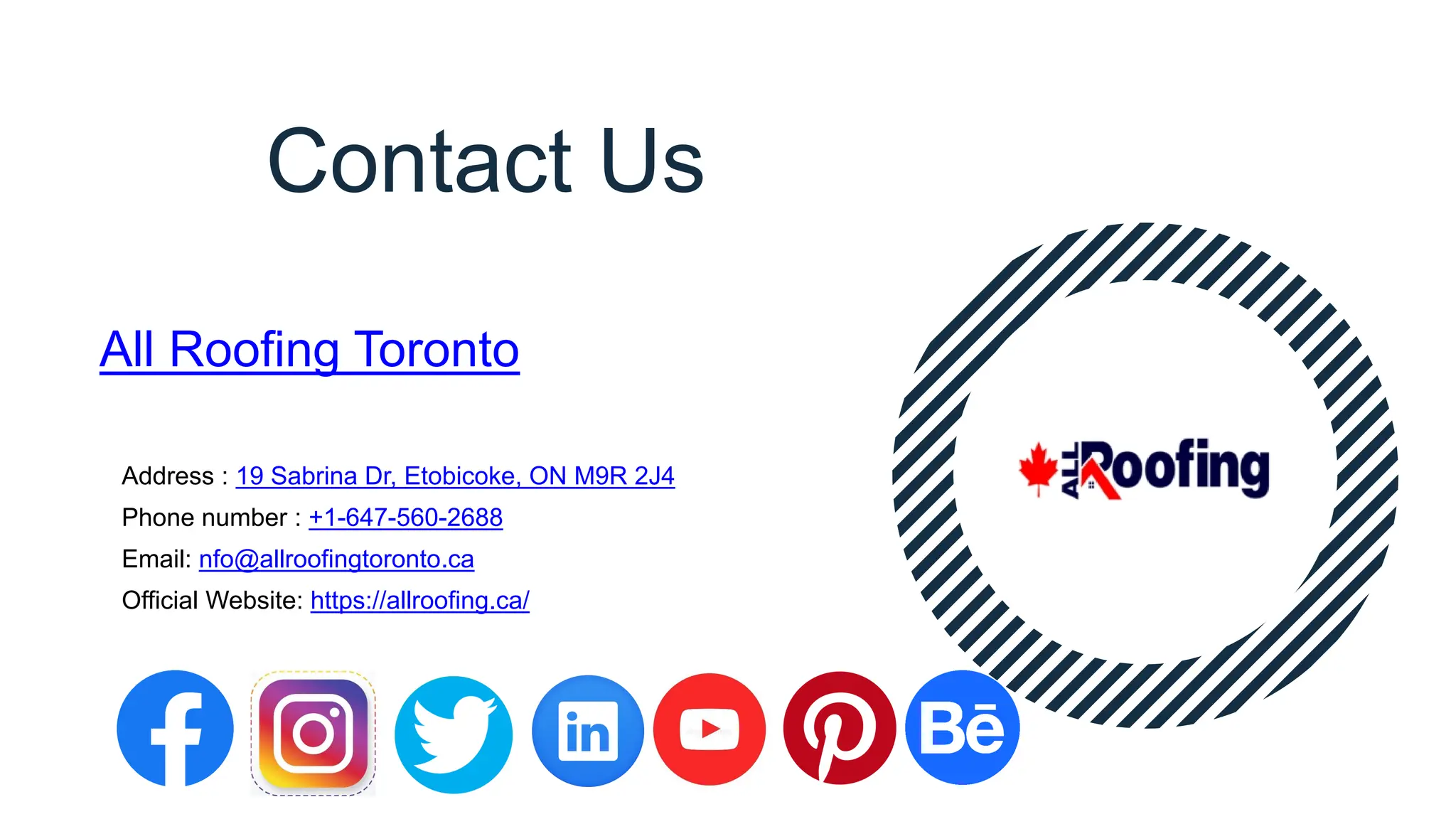All Roofing Toronto
Address : 19 Sabrina Dr, Etobicoke, ON M9R 2J4
Phone number : +1-647-560-2688
Email: nfo@allroofingtoronto.ca
Official Website: https://allroofing.ca/
Contact Us
 
