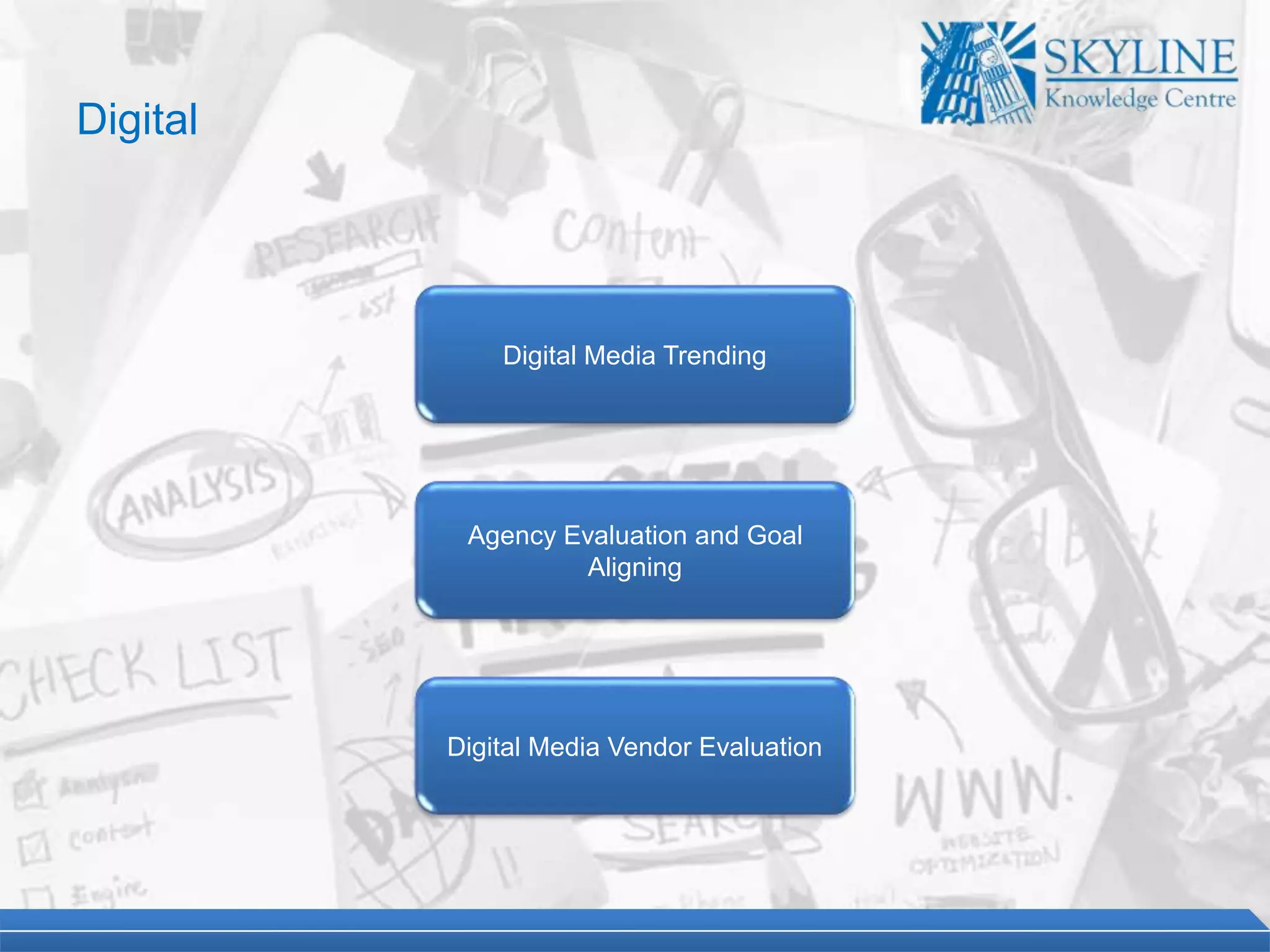 Digital Media Trending
Agency Evaluation and Goal
Aligning
Digital Media Vendor Evaluation
Digital
 