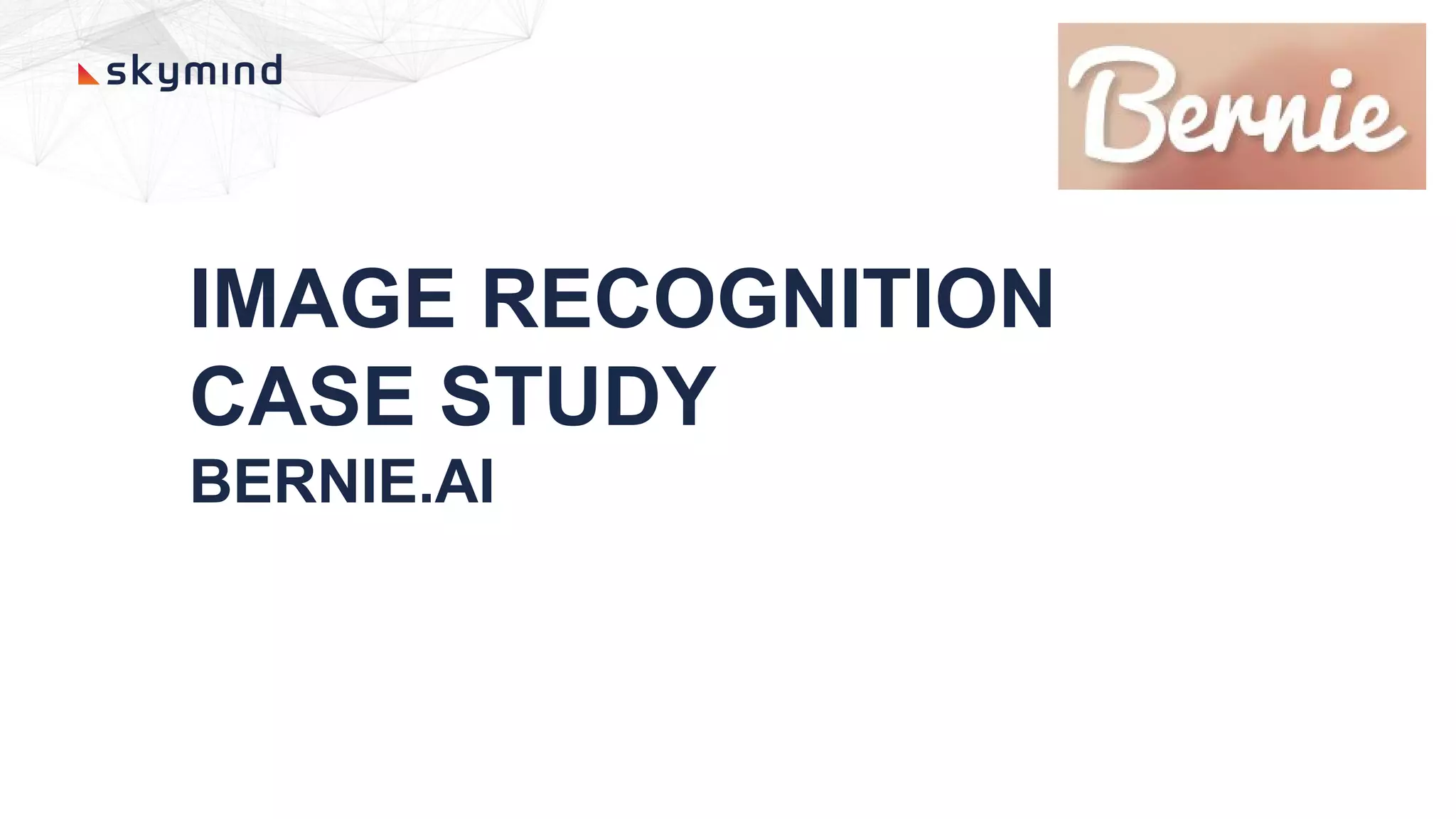 IMAGE RECOGNITION
CASE STUDY
BERNIE.AI
 