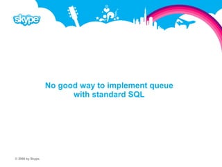 No good way to implement queue with standard SQL © 2008 by Skype.
