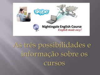 As três possibilidades e
informação sobre os
cursos

 