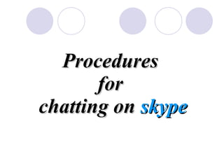 Procedures  for  chatting on  skype 