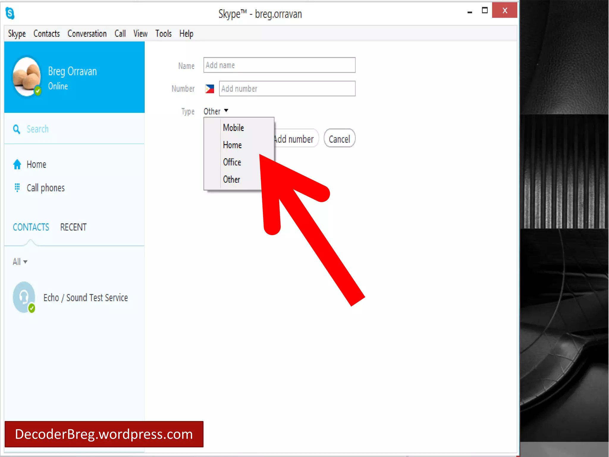 You have an option 
to choose what 
contact you like.. 
DecoderBreg.wordpress.com 
 