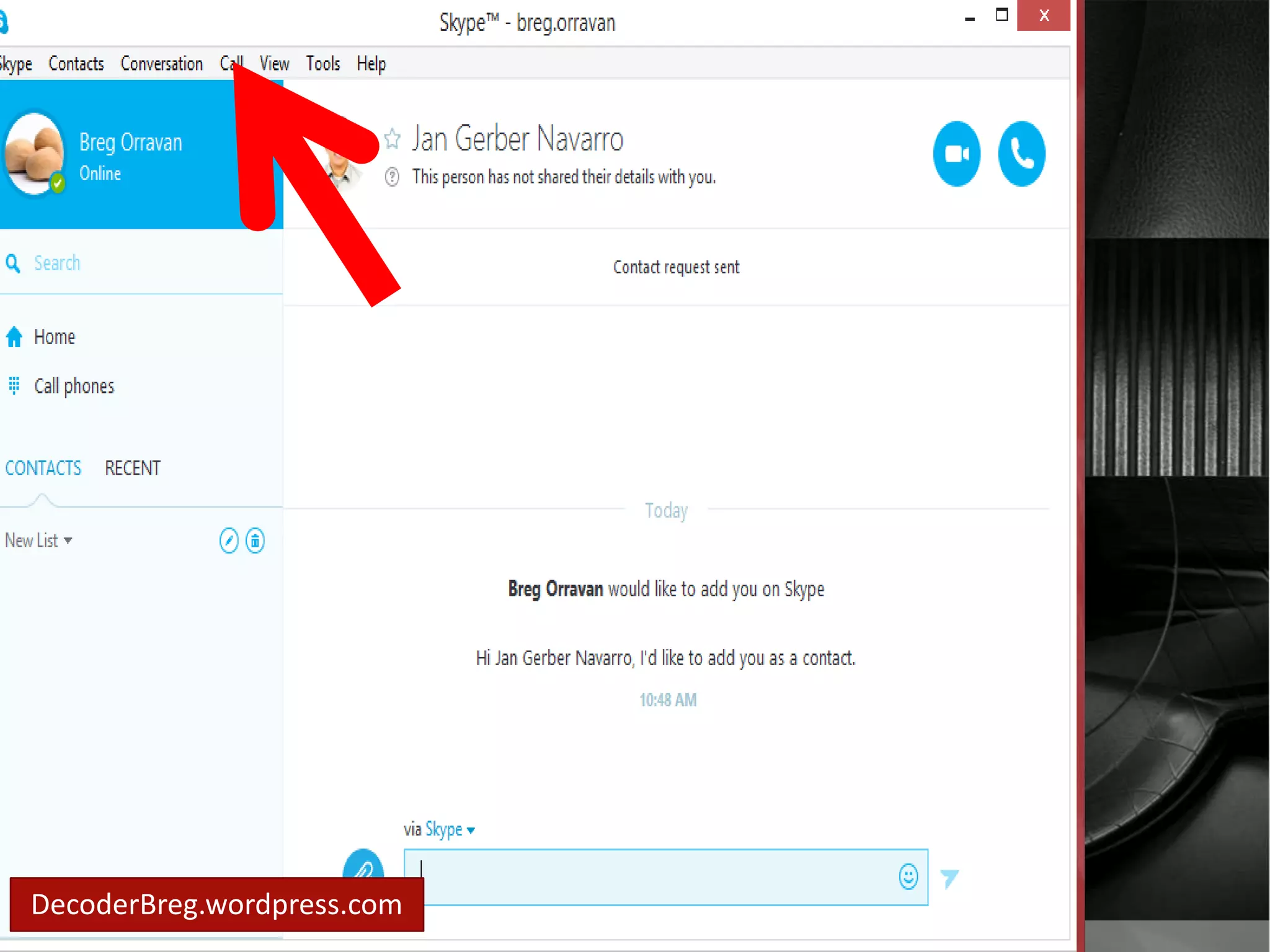 Click .. 
“Call” 
DecoderBreg.wordpress.com 
 