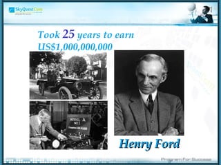 Took  25  years to earn US$1,000,000,000 Henry Ford 