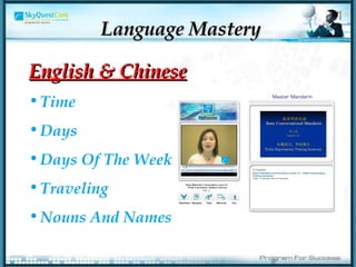 English & Chinese Time  Days   Days Of The Week  Traveling  Nouns And Names  Language Mastery 