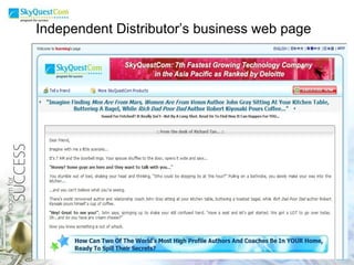 Independent Distributor’s business web page 