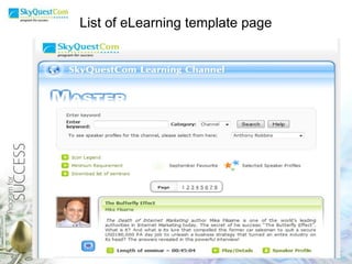 List of eLearning template page  