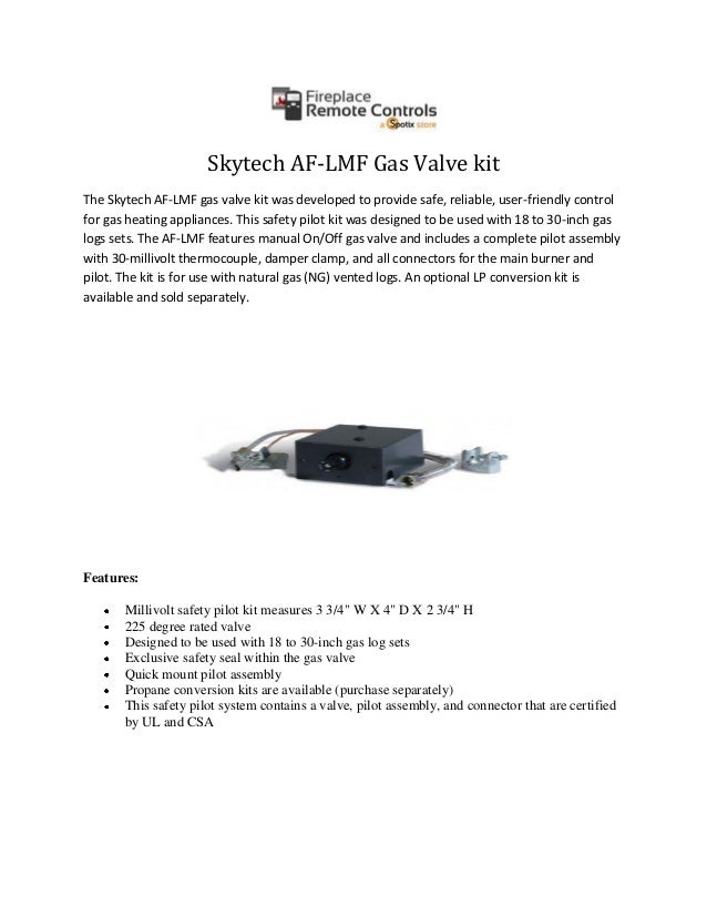 Skytech Af Lmf Gas Valve Kit