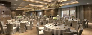 GRAND
BALLROOM
A short walk to the mezzanine level takes you
to the Grand Ballroom, an event space that
can be configured to host intimate gatherings
or opened up to hold a lavish celebration
accommodating up to 10 tables. From a
private wedding solemnisation to epic birthday
banquets, there is always room for every
occasion.
宏伟的
宴会厅
数步到达夹层后，您将来到宏伟的宴会厅，这里适
合举办大型活动，可容纳10张桌子，邀请亲朋好友
聚会，或者举办大型的庆祝活动，从婚礼到史诗般
的生日宴会，空间足够大。
Artist’s Impression
效果图
11
10
 