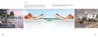 REACH FOR
THE SKY
Discover infinite possibilities when it comes to rest and recreation at Sky Villa. Situated at Level 34
of the tower, take a dip in the Infinity Sky Pool before taking in the surrounding cityscape at the
water’s edge. Fitness buffs who prefer to sweat it out can make their way to the Wellness Gym
furnished with top-of-the-line equipment. Residents can also take it easy with a walk among
the clouds at the Panoramic Sky Garden, which offers unobstructed 3600 views that will inspire
daydreams and more.
天空
一步之遥
到达顶层发现无限的可能，Sky Villa是休憩、放松、娱乐的最佳之所。在别墅的34层，置身于无边际空中
泳池，尽享无尽的城市景观。健身馆拥有顶尖的健身设施，健身爱好者可以前往享受大汗淋漓的感觉。住
户也可在360度无视觉死角的全景空中公园散步，活跃思想，激发灵感。

	Infinity Sky Pool
	 空中泳池

	Wellness Gym
	 健身房
Artist’s Impression
效果图
Artist’s Impression
效果图
13
12
 
