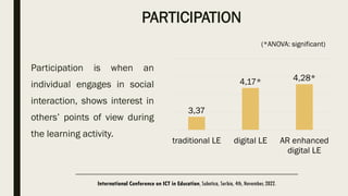 PARTICIPATION
Participation is when an
individual engages in social
interaction, shows interest in
others’ points of view ...
