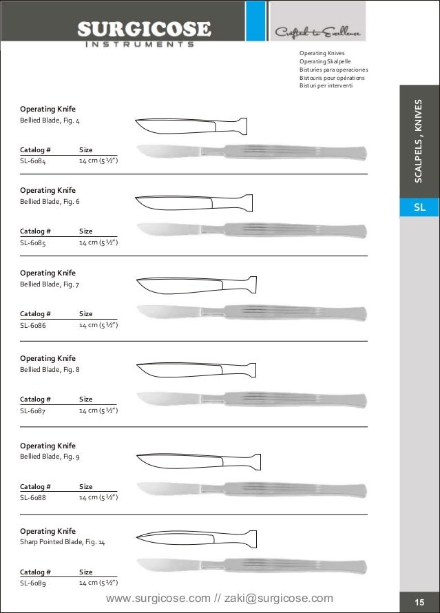scalpels knives surgicose scalpel blade size chart