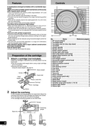 Technics Turntable System SL-1200 GLD Operating Instructions