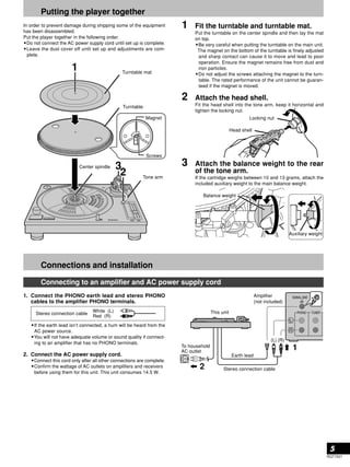 Technics Turntable System SL-1200 GLD Operating Instructions