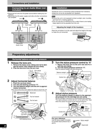 Technics Turntable System SL-1200 GLD Operating Instructions