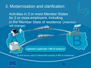 3. Modernisation and clarification
  Activities in 2 or more Member States
  for 2 or more employers, including
  in the M...