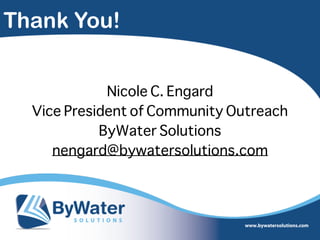 Thank You!
Nicole C. Engard
Vice President of Community Outreach
ByWater Solutions
nengard@bywatersolutions.com
 