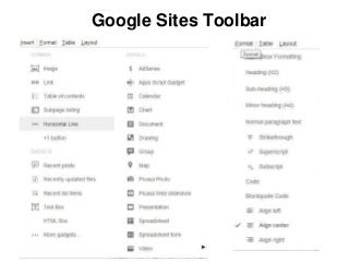 Google Sites Toolbar
 