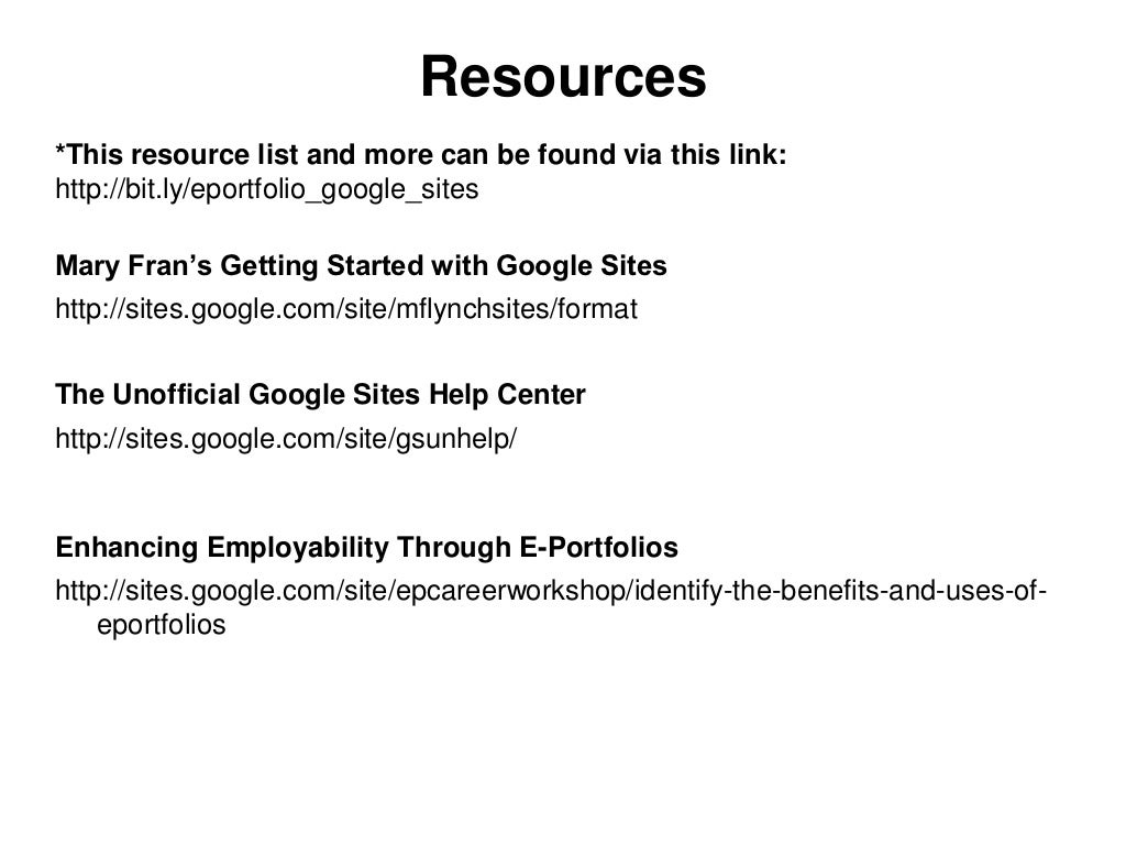 Using Google Sites to Create An EPortfolio