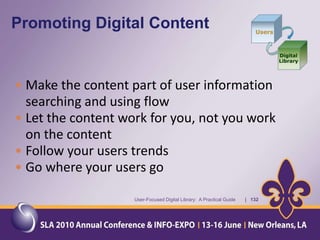 Why is the MMS Library an Accidental Digital Library? With a much smaller collection, how is the Library delivering library and information services?More interlibrary loansMore dependence upon aggregated full-text databasesI send requests to library related electronic mailing lists for requests with short-term deadlinesWhenever possible, I use open access journals and institutional repositories to locate materials to fill information requestsGoogle Scholar is useful for locating open access versions of articlesUser-Focused Digital Library:  A Practical Guide       |   77