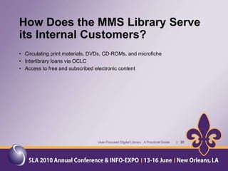 User - Understand your library environment and settings UsersWho is the user? 