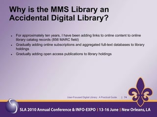 Abstracting and Indexing servicesUser-Focused Digital Library:  A Practical Guide       |   30