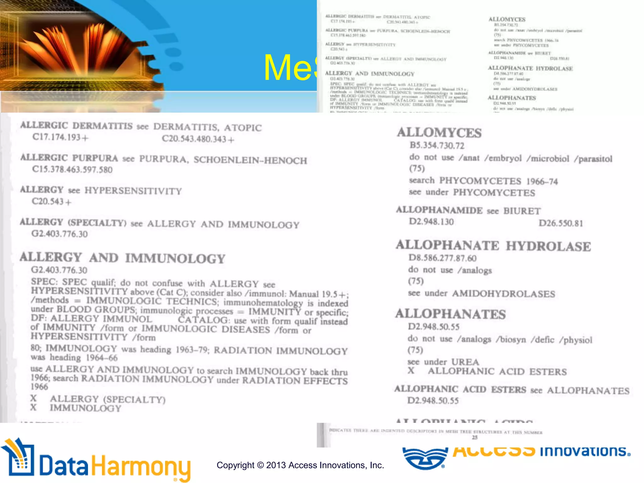 MeSH and Tree Pages
Copyright © 2013 Access Innovations, Inc.
 