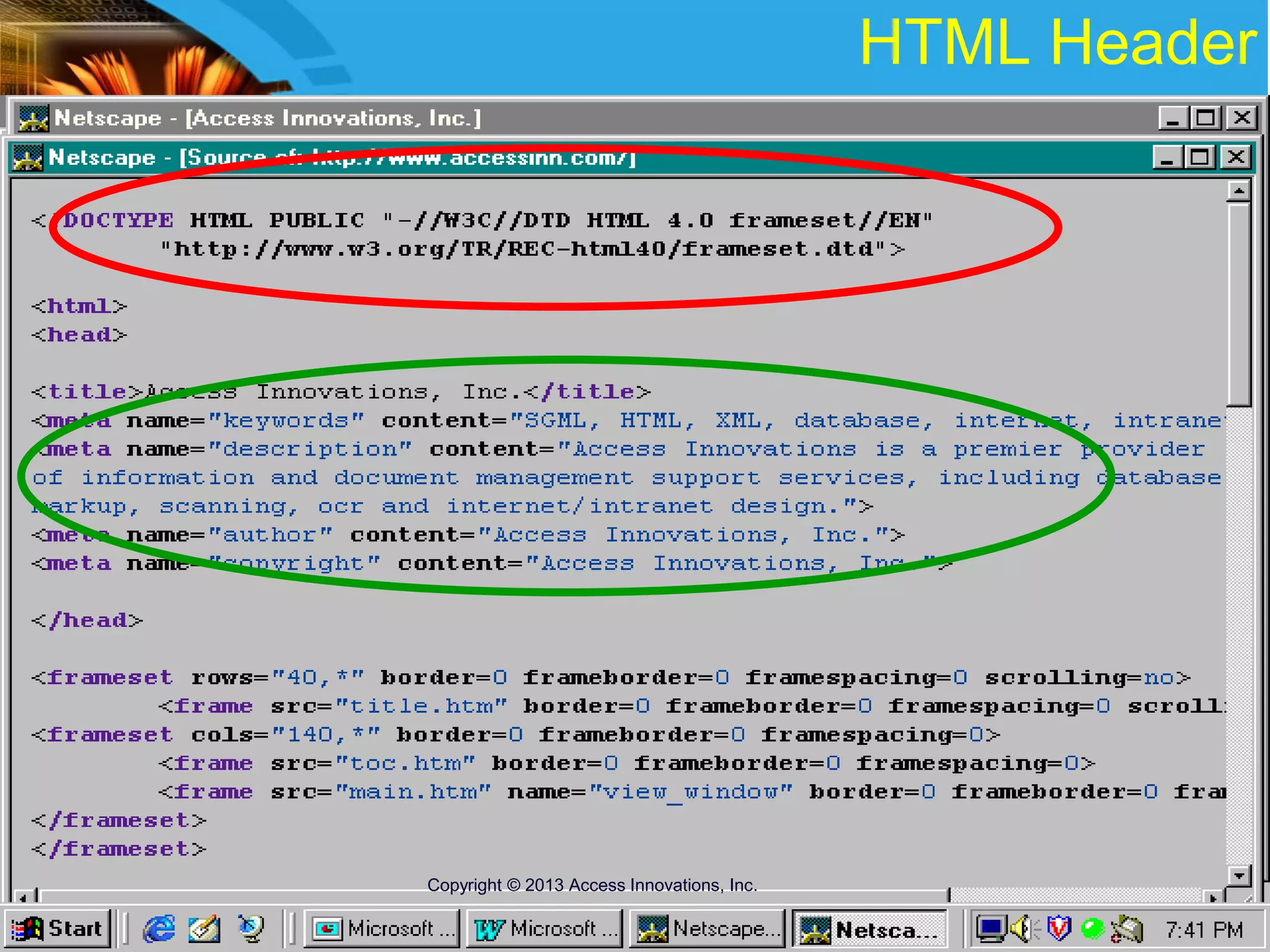 HTML Header
Copyright © 2013 Access Innovations, Inc.
 
