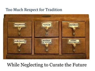 Too Much Respect for Tradition
While Neglecting to Curate the Future
 