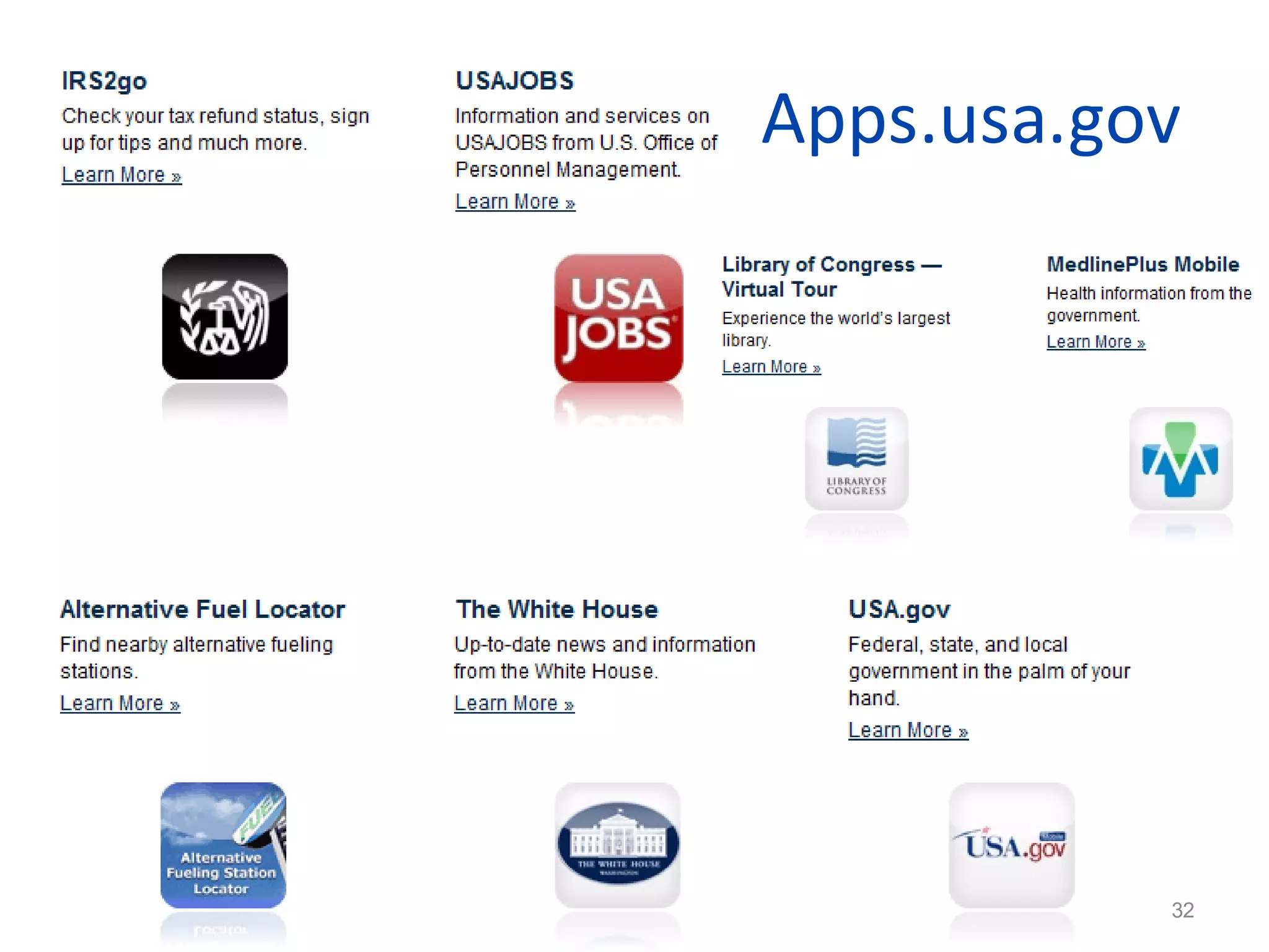 Apps.usa.gov




32
                32
 
