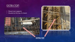 EXTRA TOP:
EXTRA TOP
• Placed near supports
• Situated at the top of a beam
 