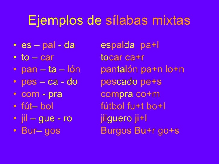 Resultado de imagen para silabas mixtas que son