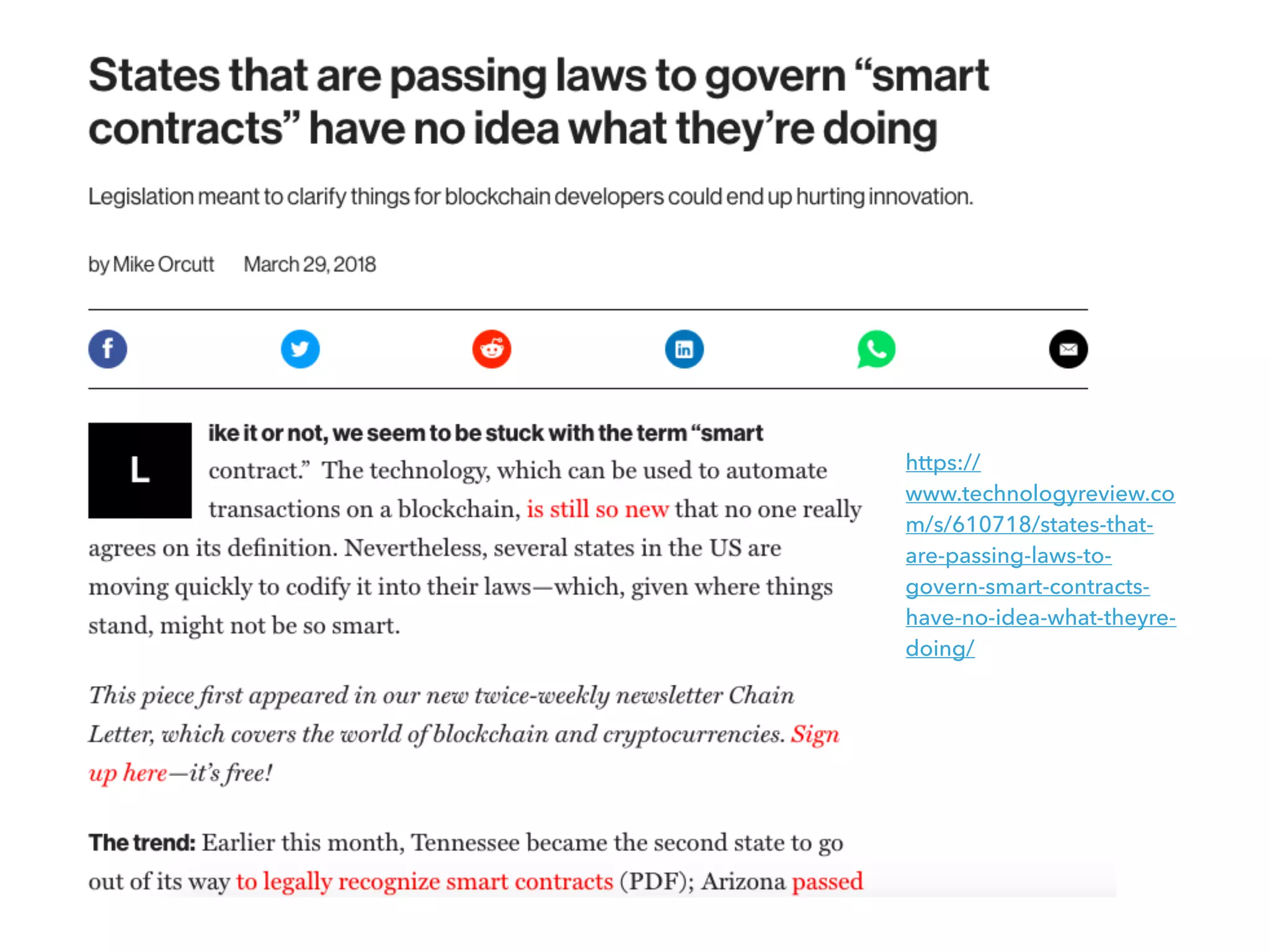 https://
www.technologyreview.co
m/s/610718/states-that-
are-passing-laws-to-
govern-smart-contracts-
have-no-idea-what-theyre-
doing/
 