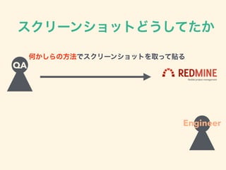 QA
何かしらの方法でスクリーンショットを取って貼る
スクリーンショットどうしてたか
Engineer
 