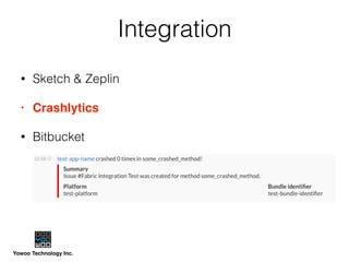 Yowoo Technology Inc.
Integration
• Sketch & Zeplin
• Crashlytics
• Bitbucket
 