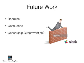 Yowoo Technology Inc.
Future Work
• Redmine
• Conﬂuence
• Censorship Circumvention?
 